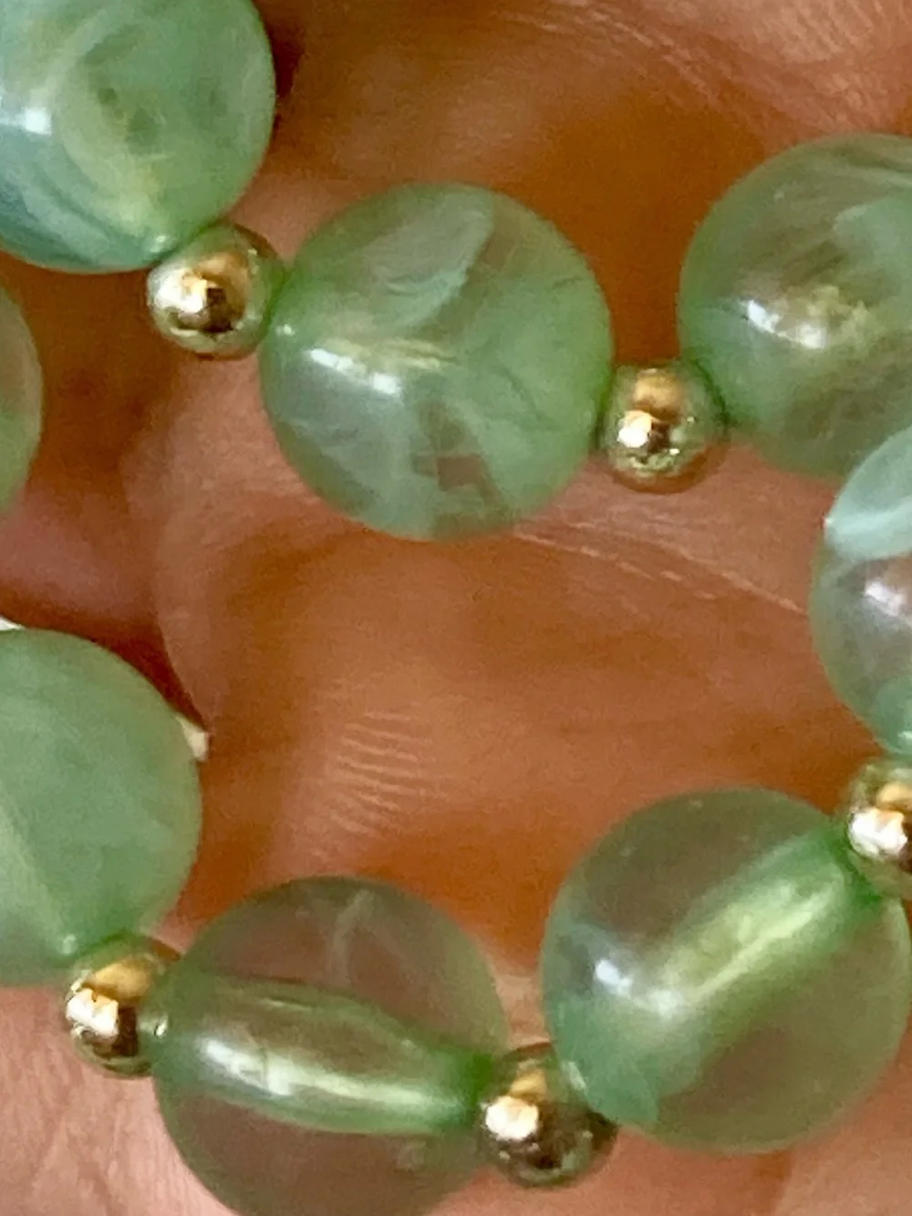 Multi-Strand Green Beaded preloved Necklace with Gold and silver tone Accents